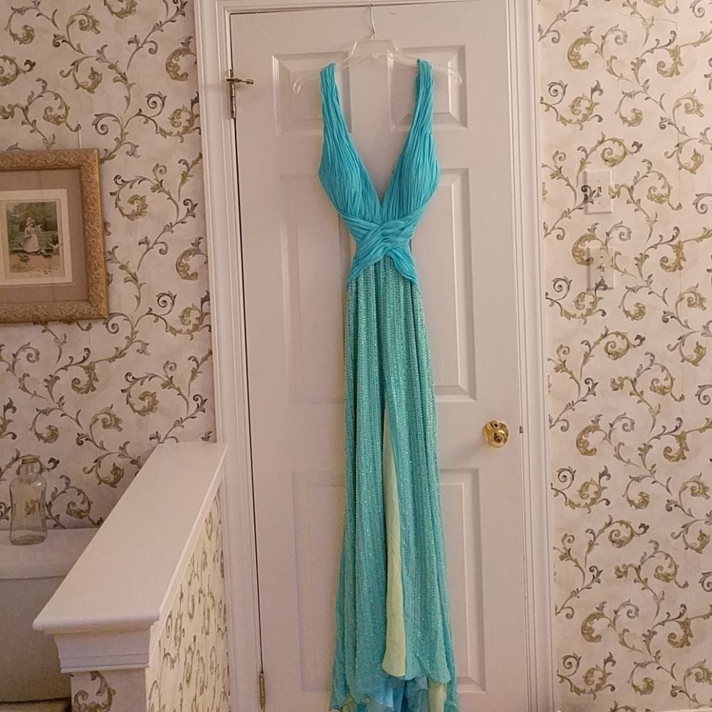 Green and Blue sequin dress